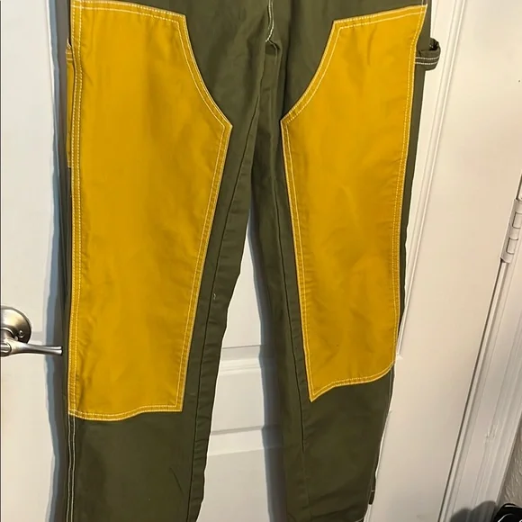 BDG High Rise Color-Block Jeans Green Yellow - Picture 2 of 5